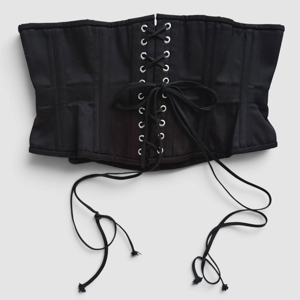 Slimx Black Waist Trainer Corset Underbust Lace Up Cincher Shaper 10in 30 Goth